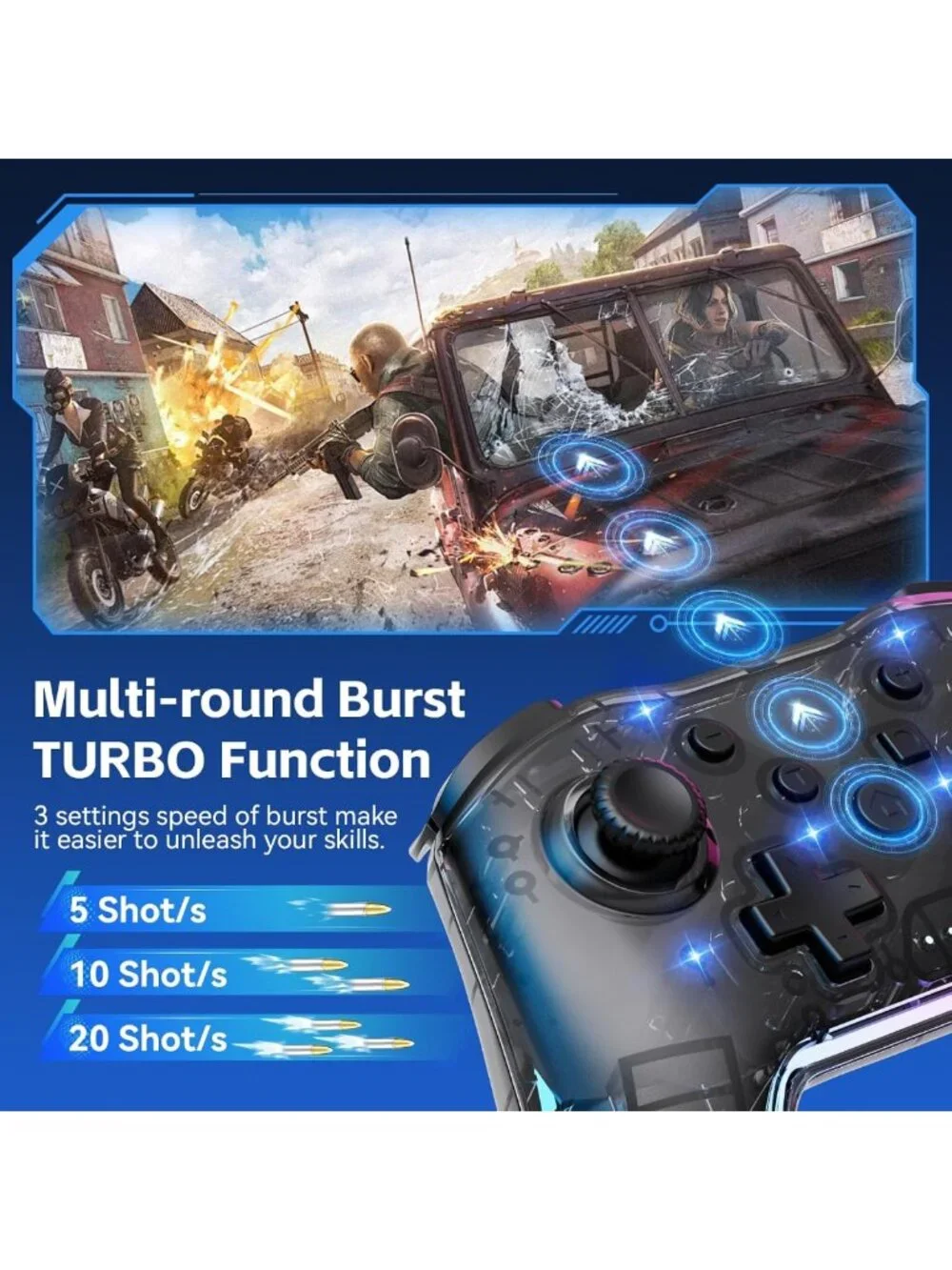 Ergonomic Wireless Game Controller for Switch, PC, iOS & Android - Ultimate